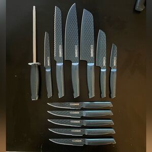 Blue Diamond Knife Set w/ Honing Steel-Sparkle Handles (No Block)